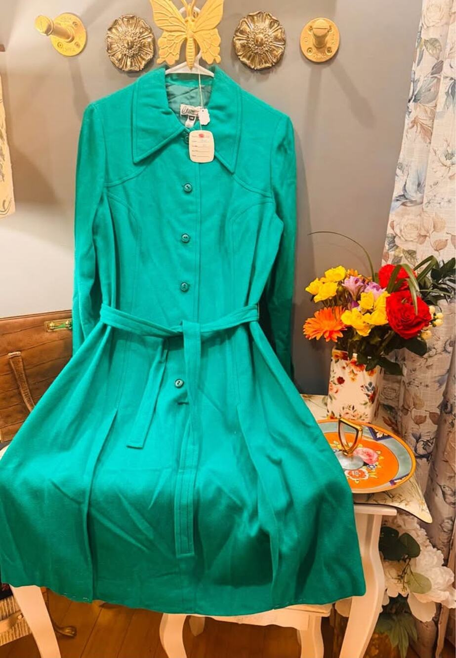✨ Vintage Made-Claire München Belted Coat – New Old Stock ✨late 1970’s
